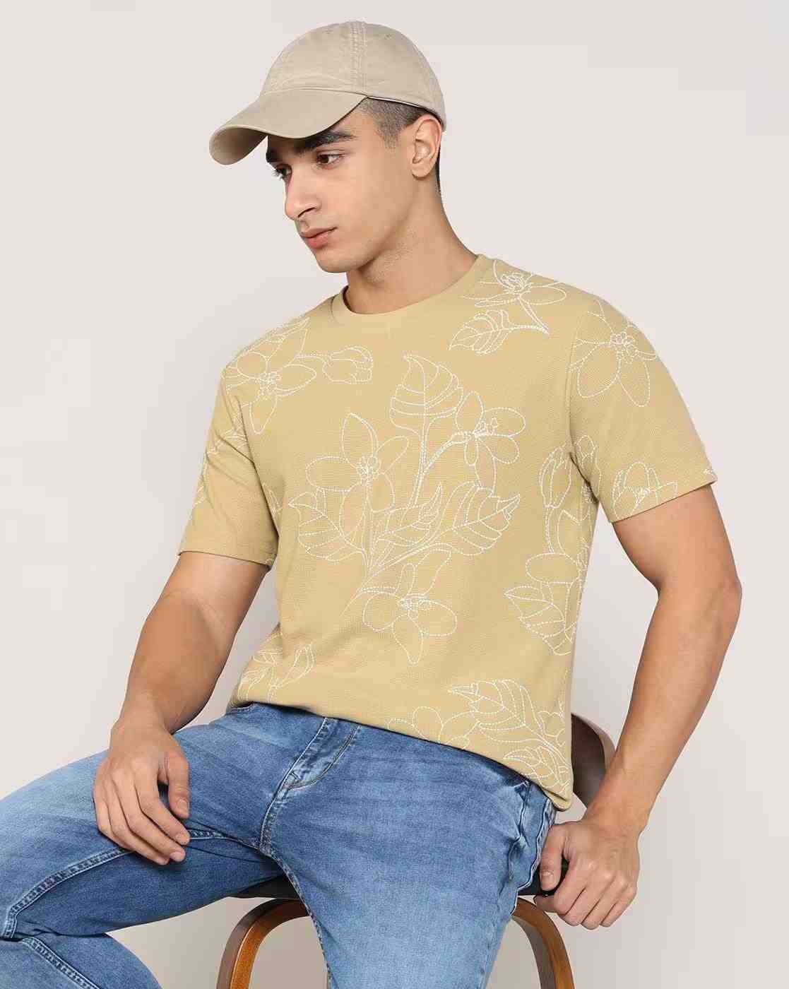 Lee Cooper | Men All-Over Print Regular Fit Crew-Neck T-Shirt|0