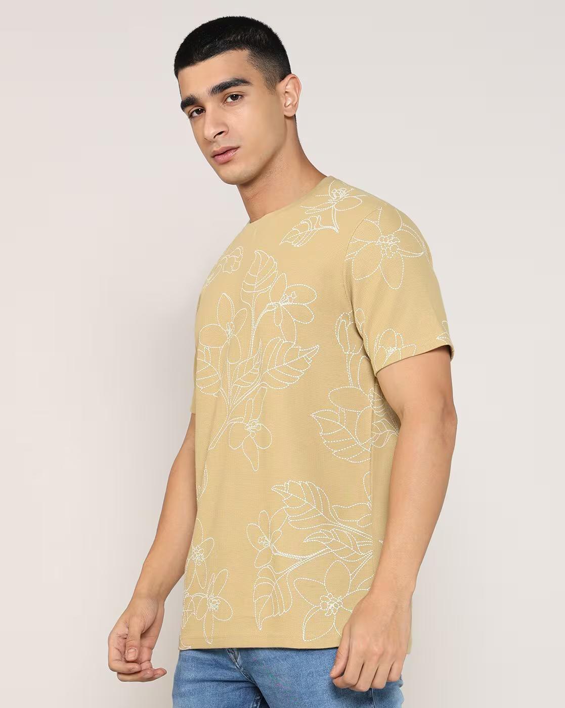 Lee Cooper | Men All-Over Print Regular Fit Crew-Neck T-Shirt|1