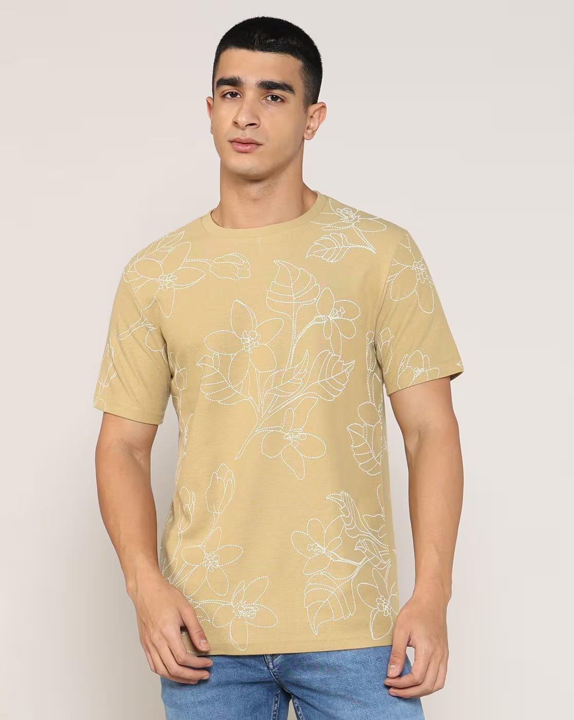 Lee Cooper | Men All-Over Print Regular Fit Crew-Neck T-Shirt|3