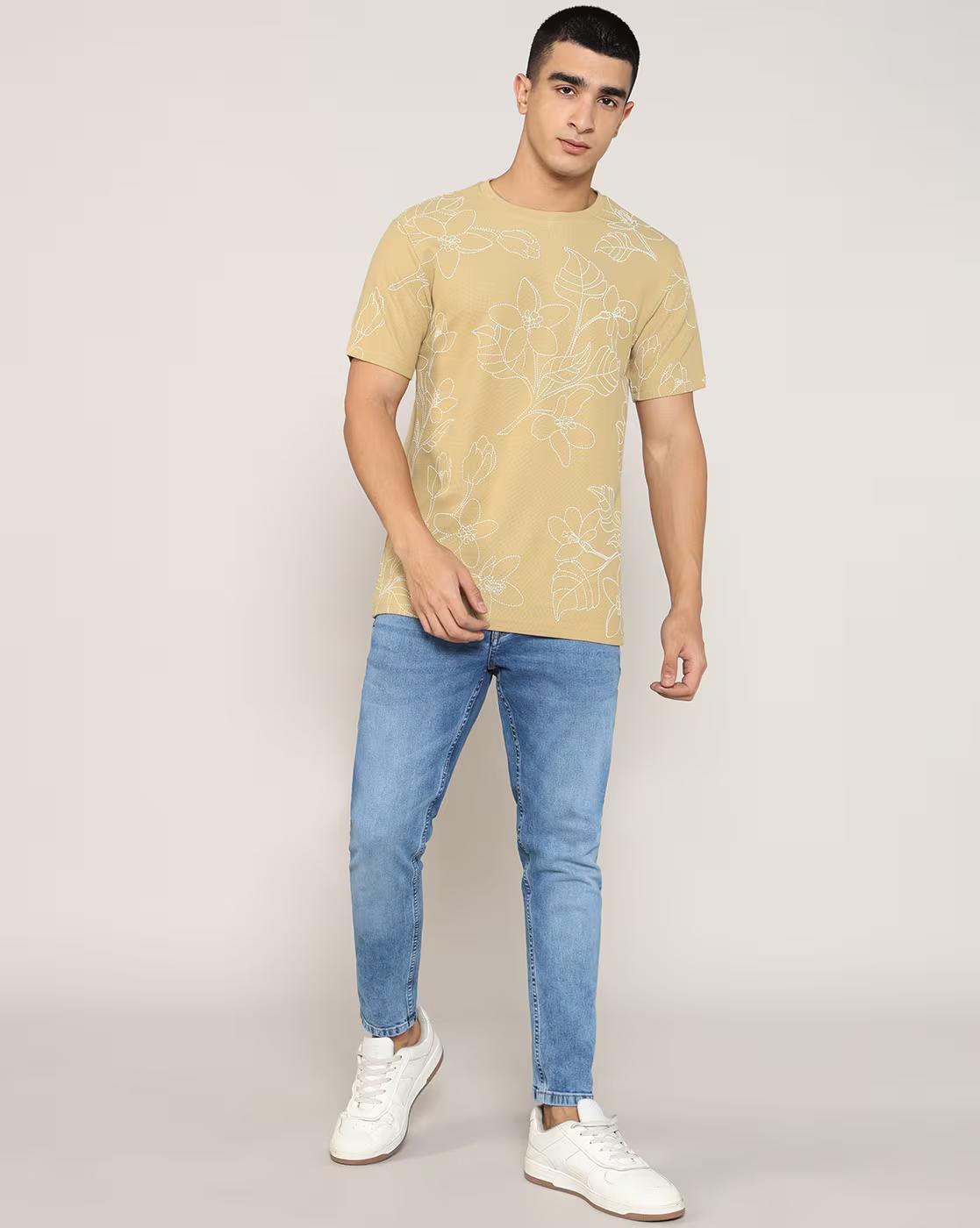Lee Cooper | Men All-Over Print Regular Fit Crew-Neck T-Shirt|4