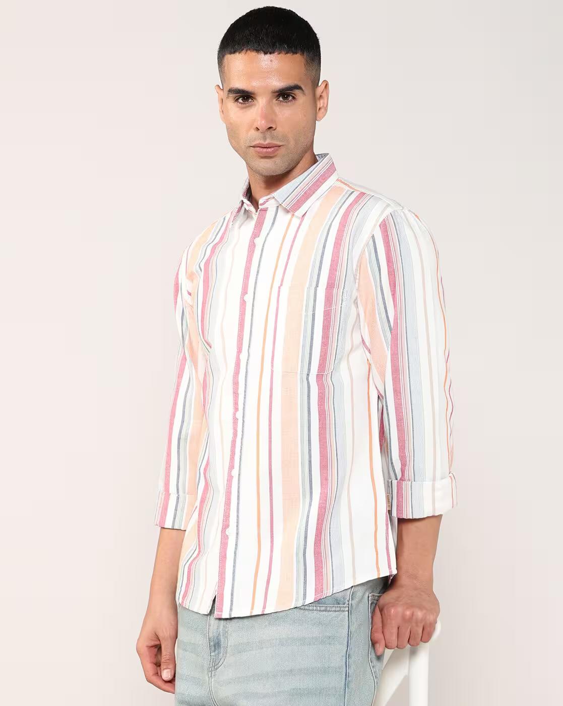 Lee Cooper | Men Stripes Regular Fit Classic Shirt|0