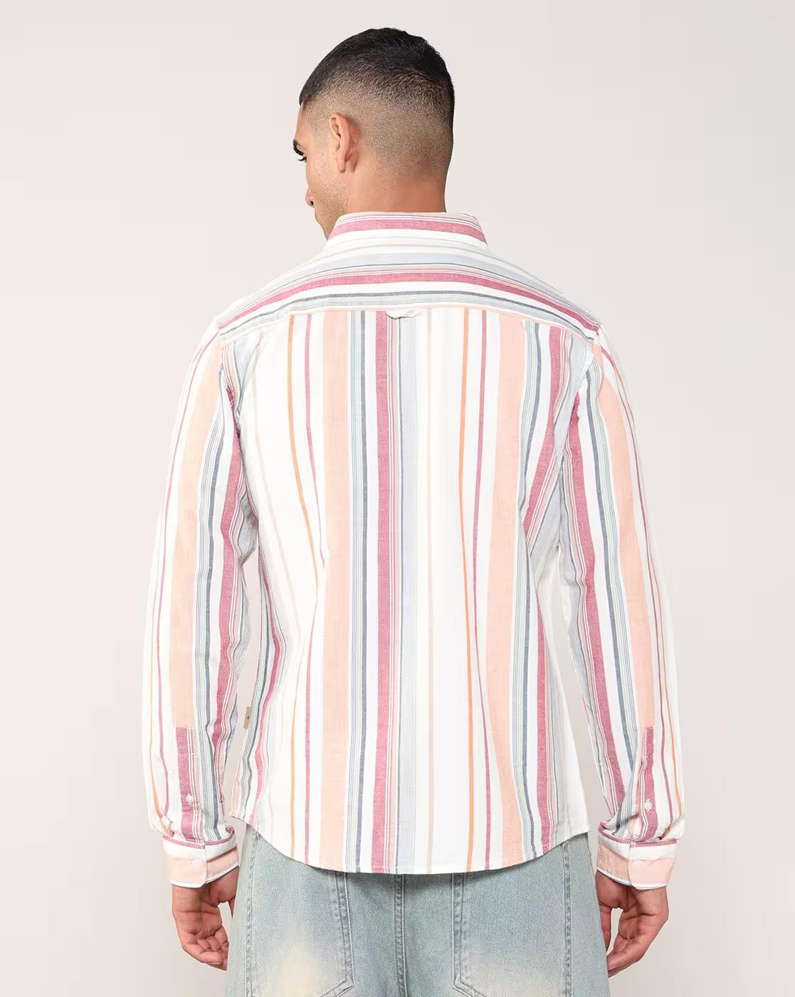 Lee Cooper | Men Stripes Regular Fit Classic Shirt|2