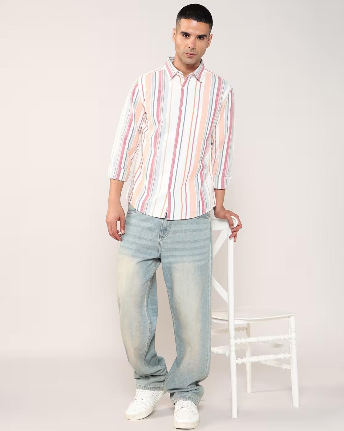 Lee Cooper | Men Stripes Regular Fit Classic Shirt|4