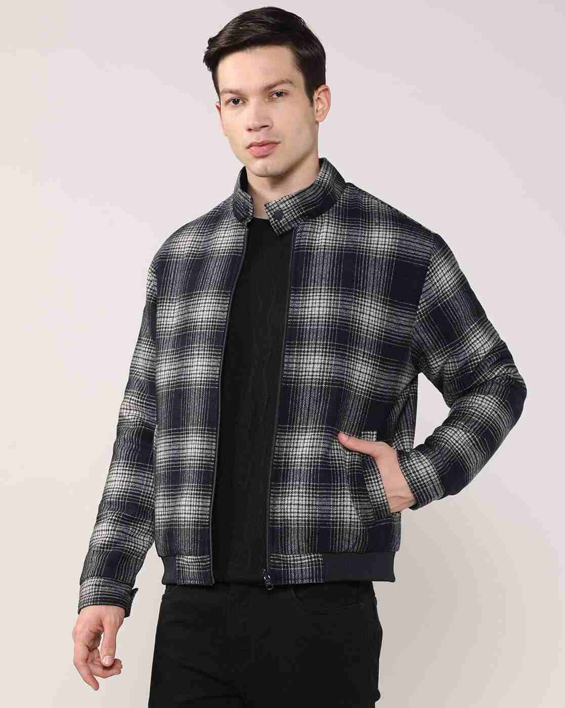 Lee Cooper | Men Checked Relaxed Fit Reversible Bomber Jacket|0