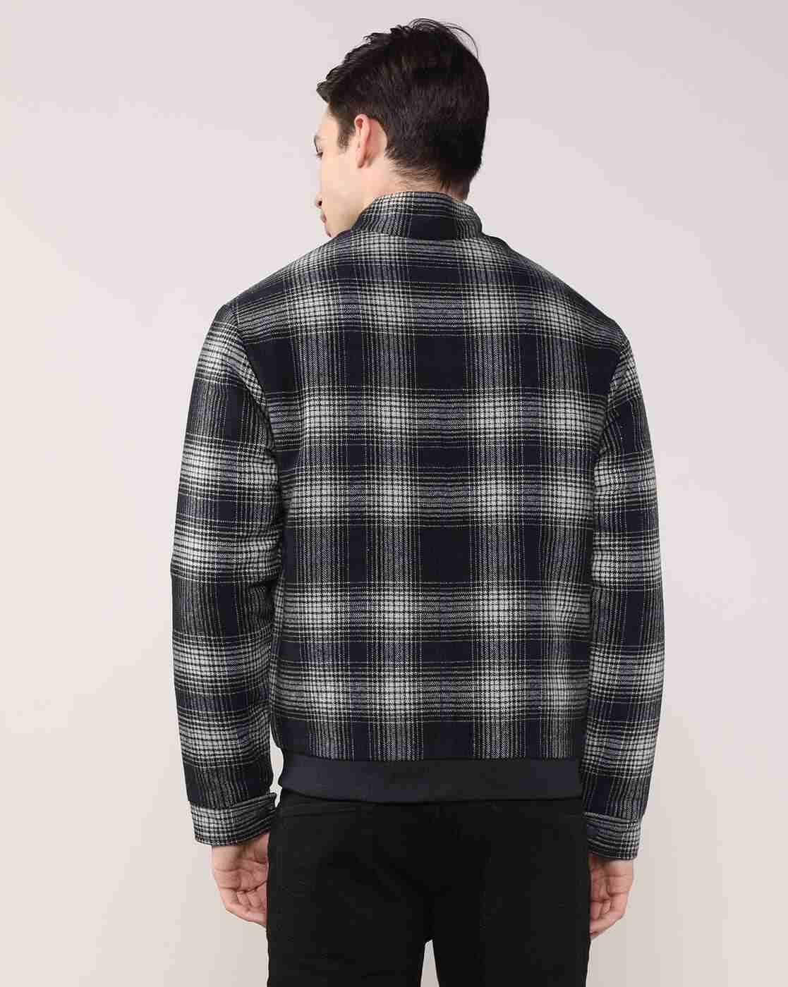 Lee Cooper | Men Checked Relaxed Fit Reversible Bomber Jacket|2