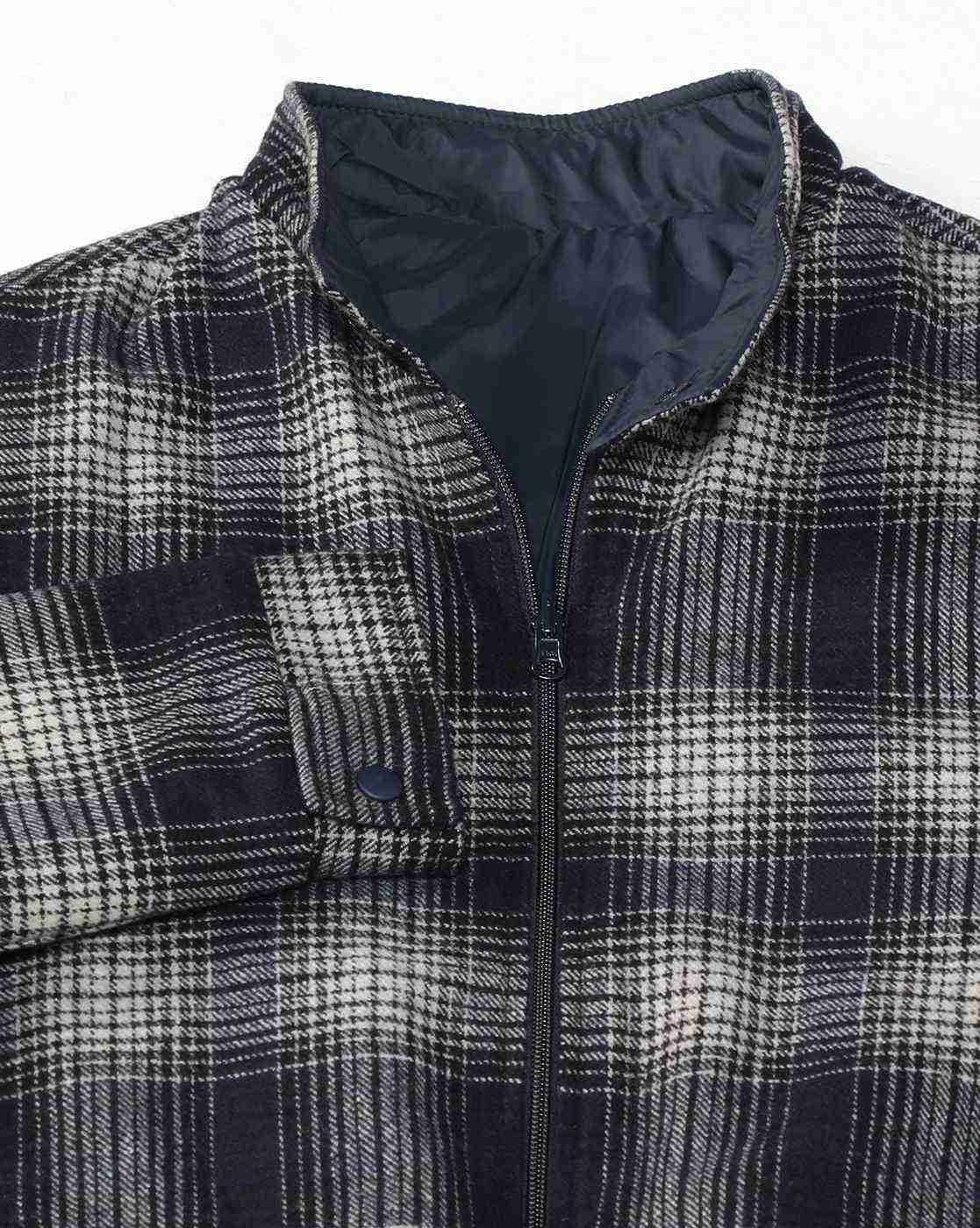 Lee Cooper | Men Checked Relaxed Fit Reversible Bomber Jacket|6