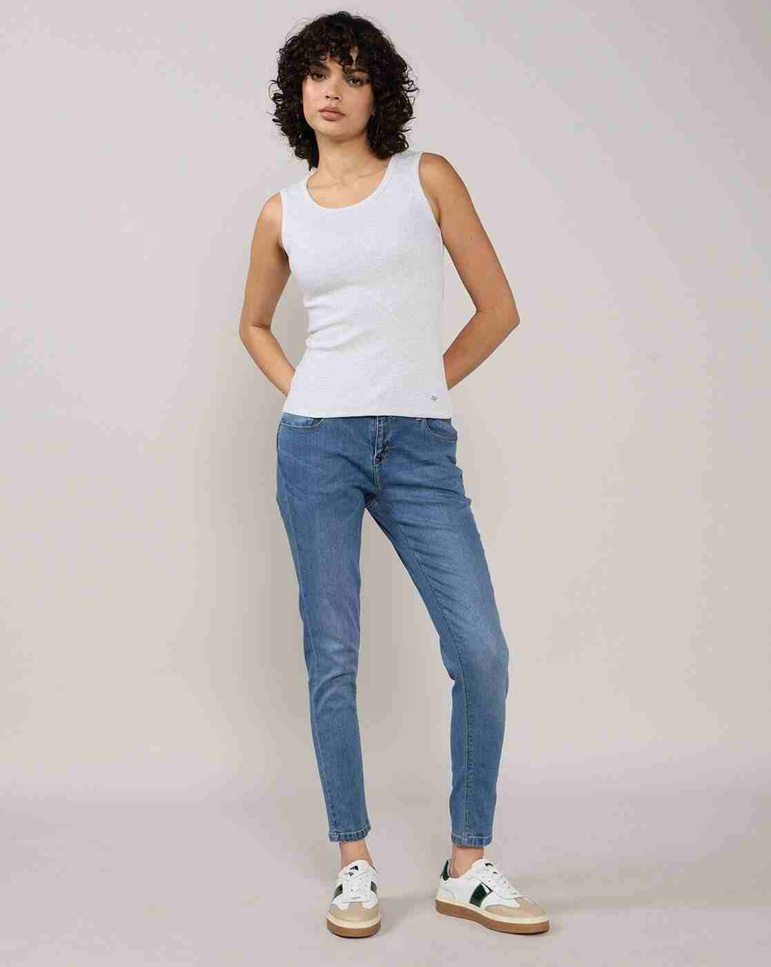 Lee Cooper | Women Ribbed Regular Fit Tank T-Shirt|3