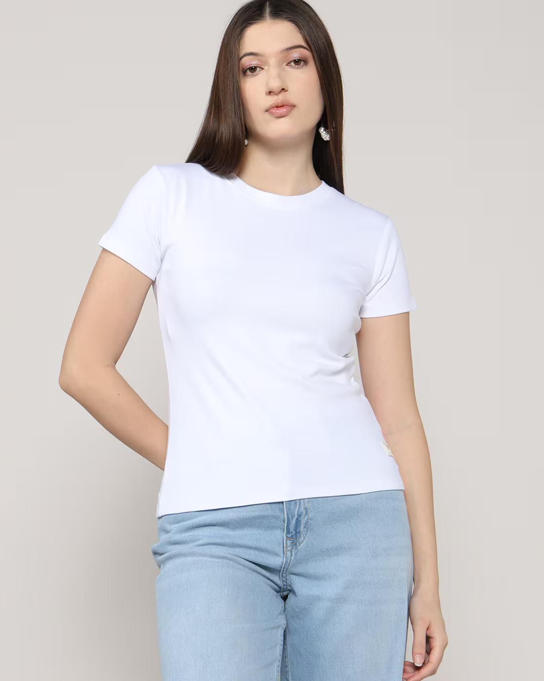 Women Regular Fit Crew-Neck T-Shirt