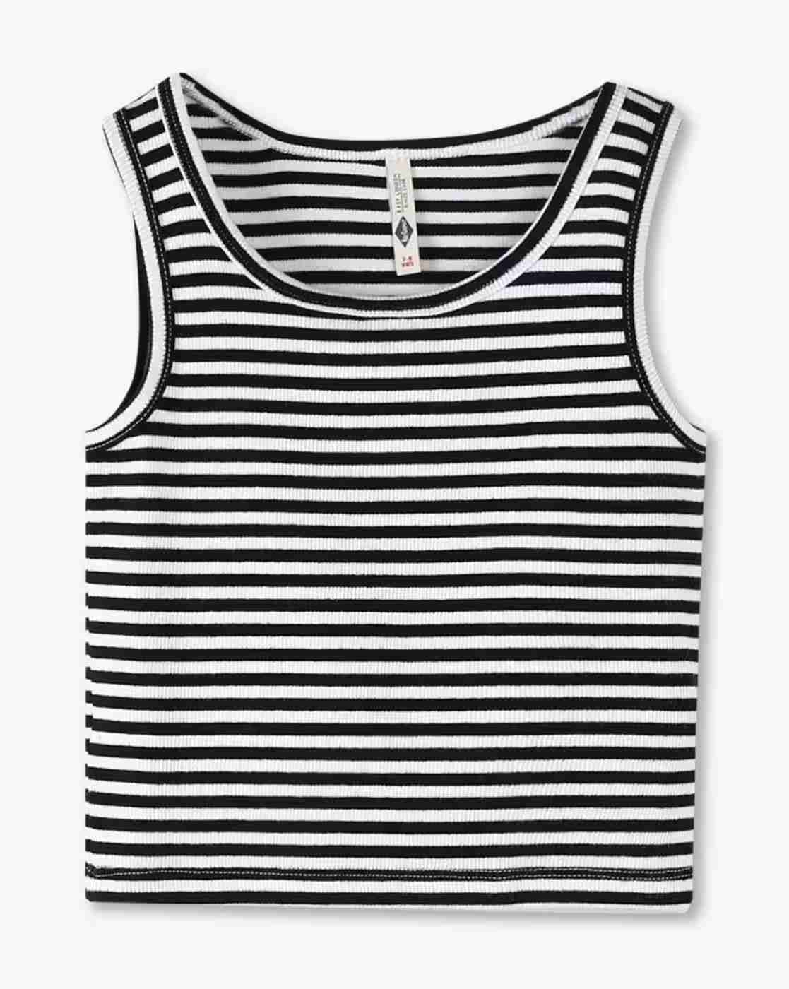 Girls Striped Relaxed Fit Round-Neck T-Shirt - Lee Cooper Jet Black