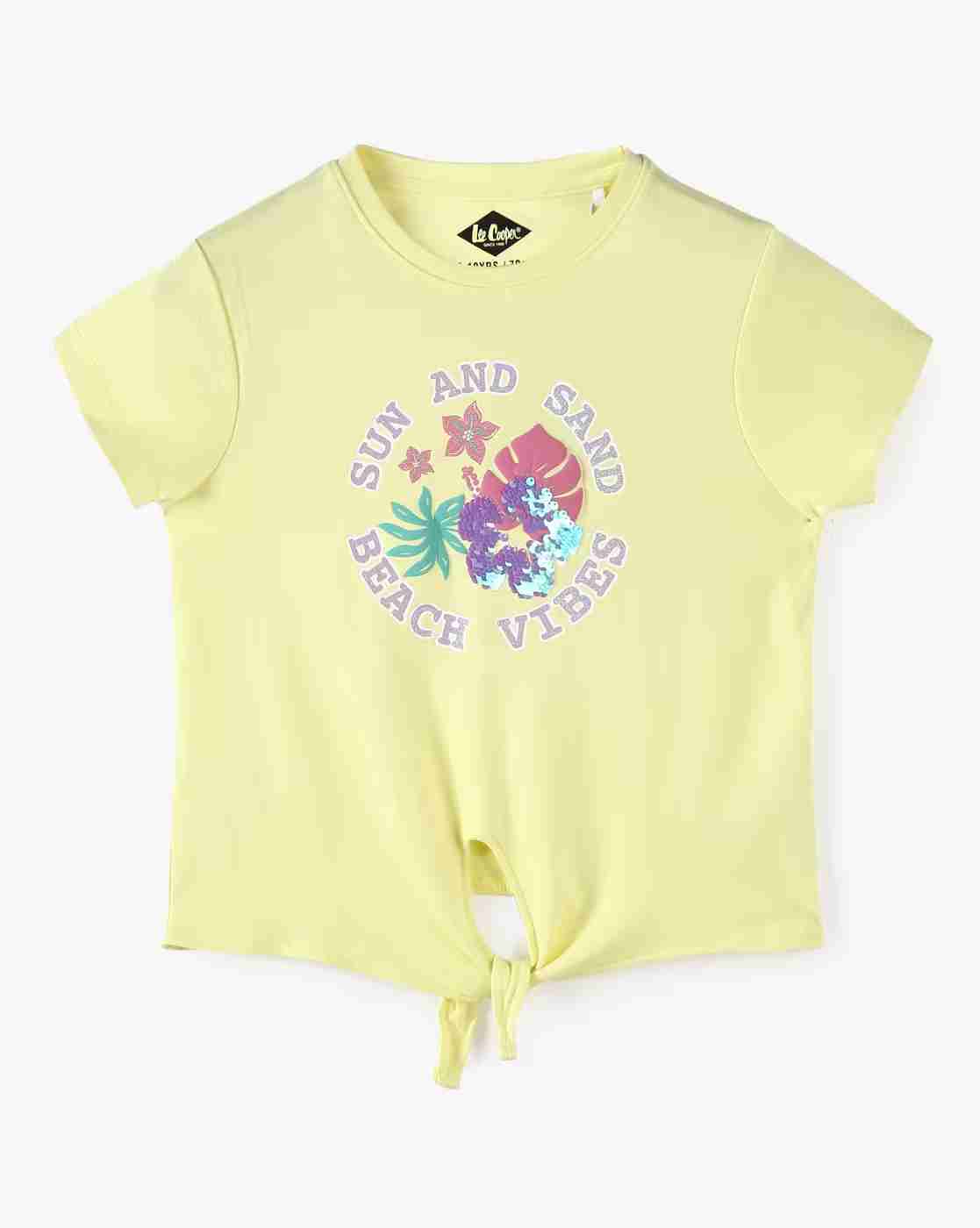 Girls Graphic Print Regular Fit Crew-Neck T-Shirt - Lee Cooper Yellow