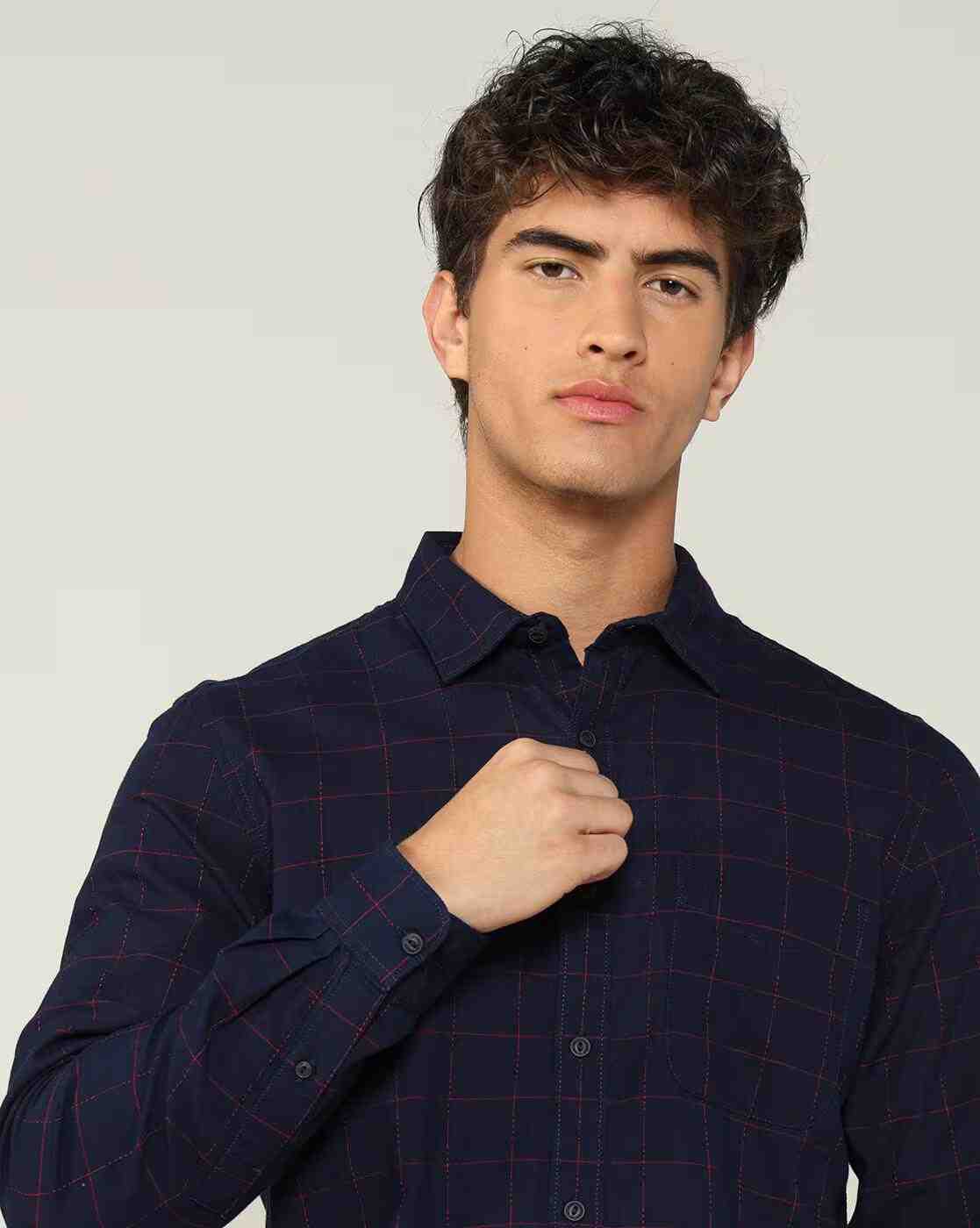 Lee Cooper | Men Checked Regular Fit Shirt with Patch Pocket|5
