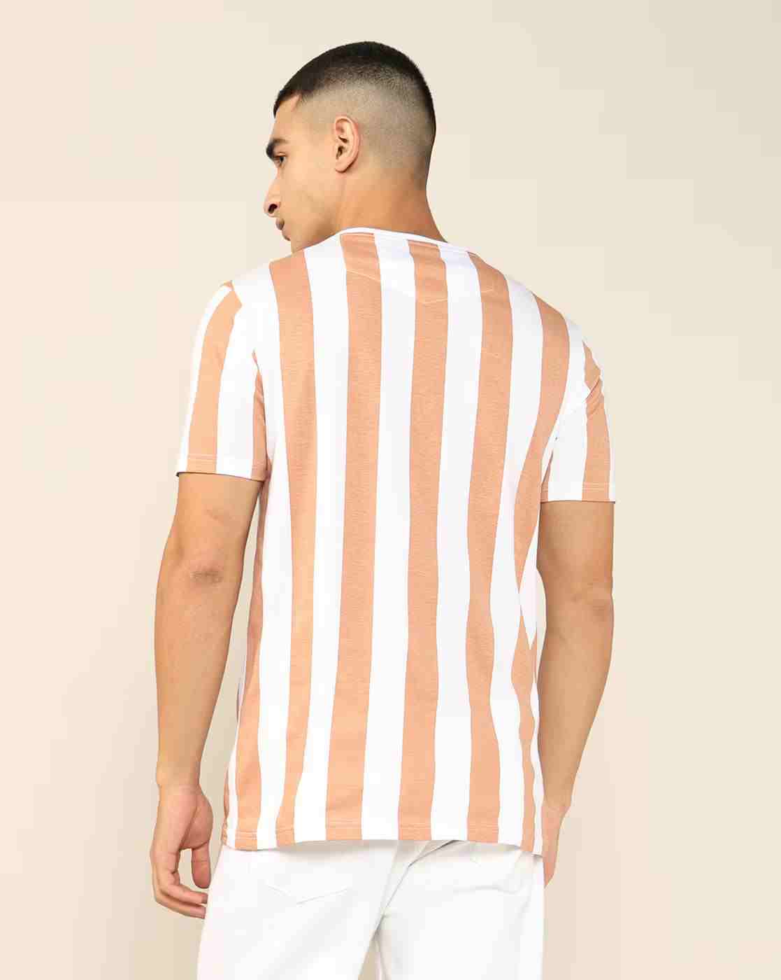 Lee Cooper | Men Vertical Striped Regular Fit Crew-Neck T-Shirt|2