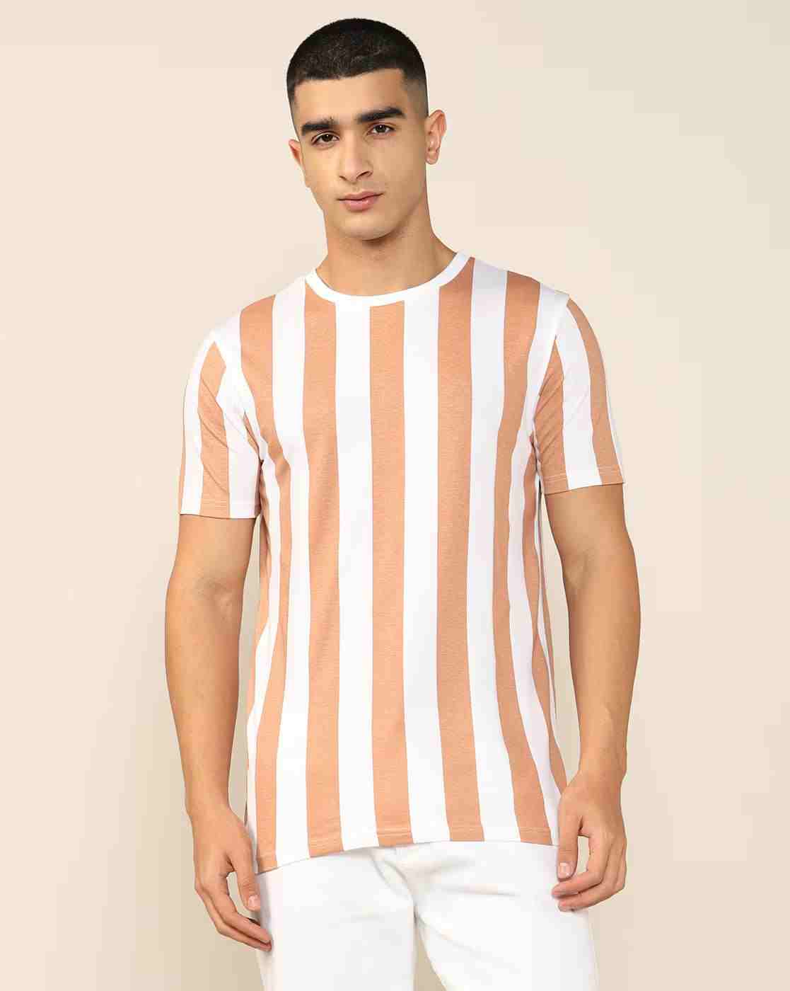 Lee Cooper | Men Vertical Striped Regular Fit Crew-Neck T-Shirt|3