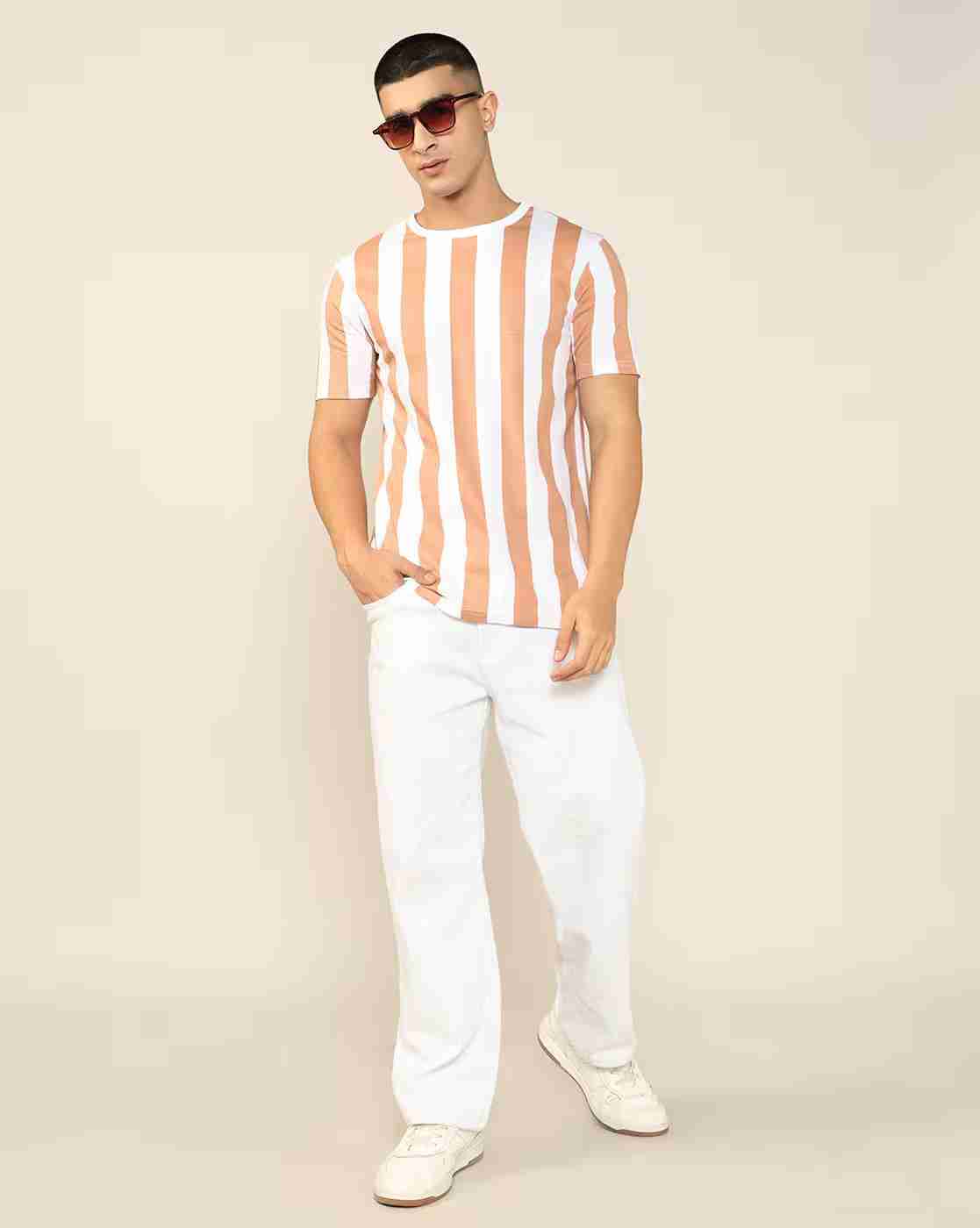Lee Cooper | Men Vertical Striped Regular Fit Crew-Neck T-Shirt|4