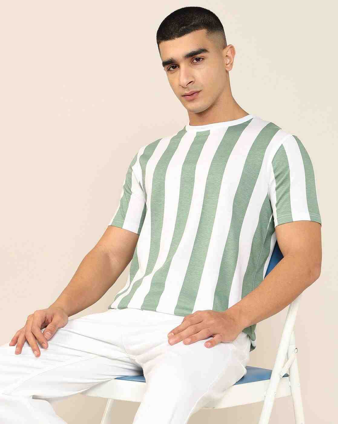 Lee Cooper | Men Vertical Striped Regular Fit Crew-Neck T-Shirt|0