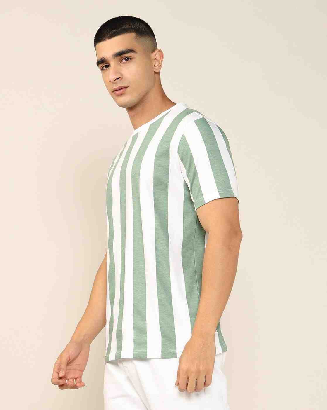 Lee Cooper | Men Vertical Striped Regular Fit Crew-Neck T-Shirt|1