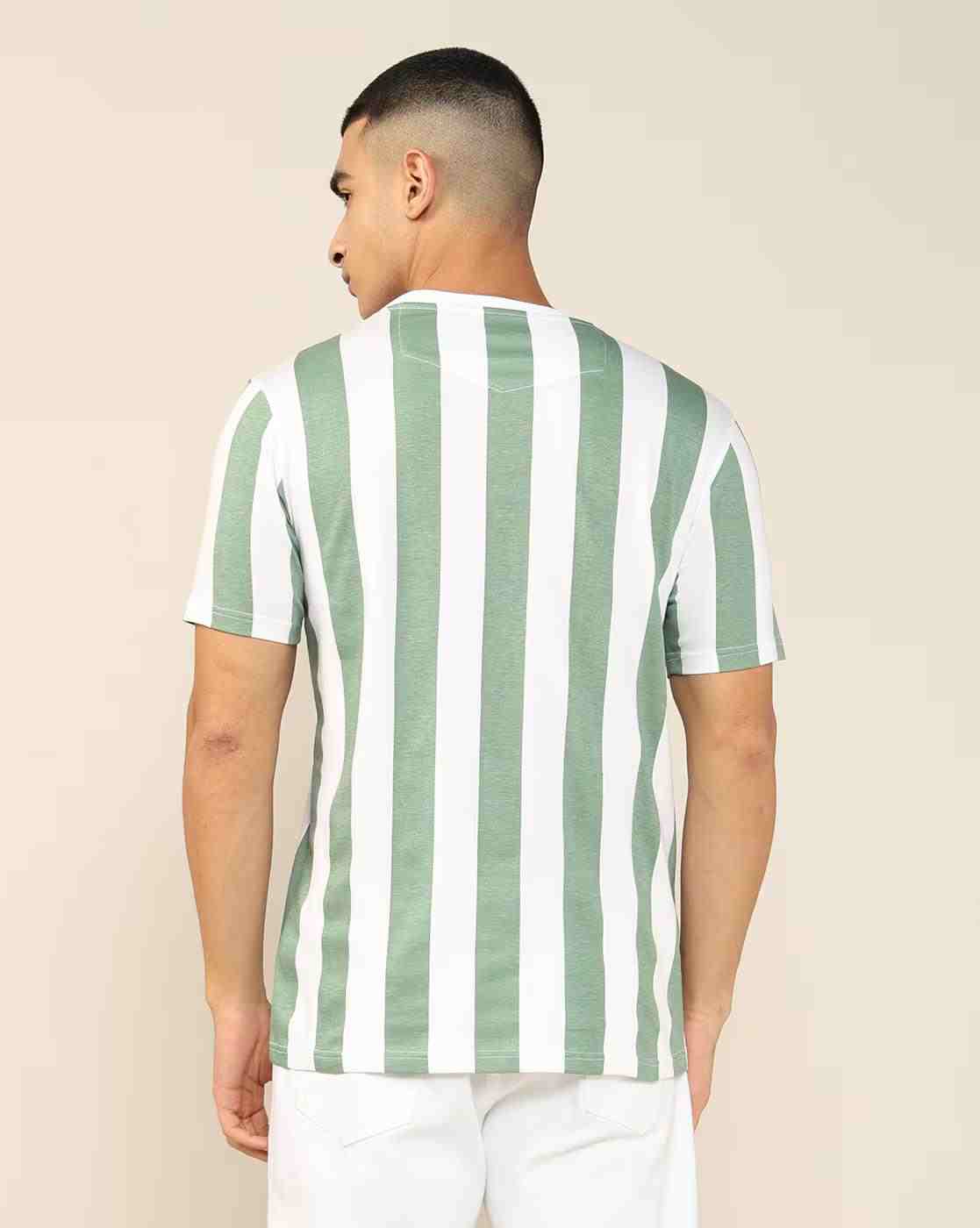 Lee Cooper | Men Vertical Striped Regular Fit Crew-Neck T-Shirt|2