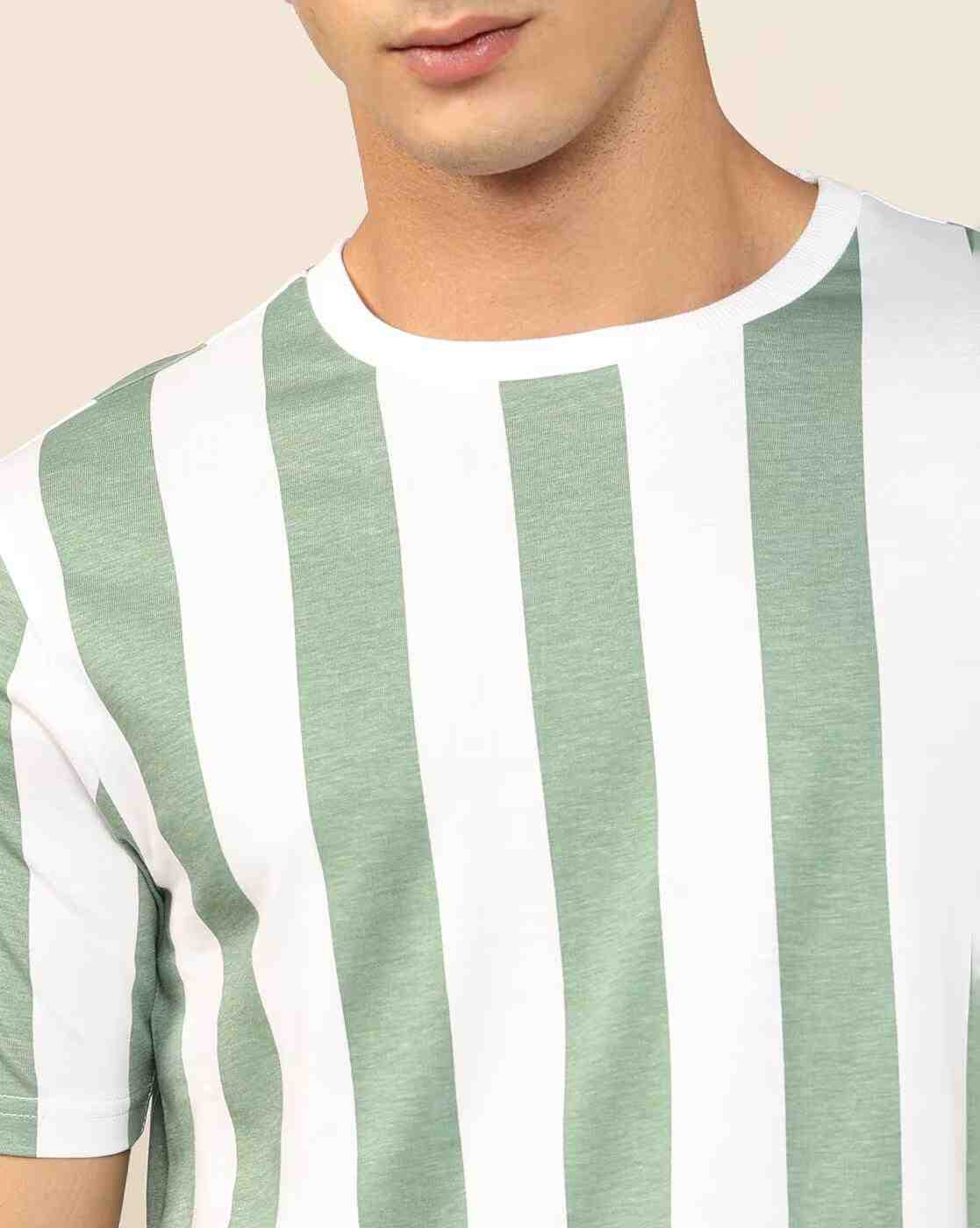 Lee Cooper | Men Vertical Striped Regular Fit Crew-Neck T-Shirt|5