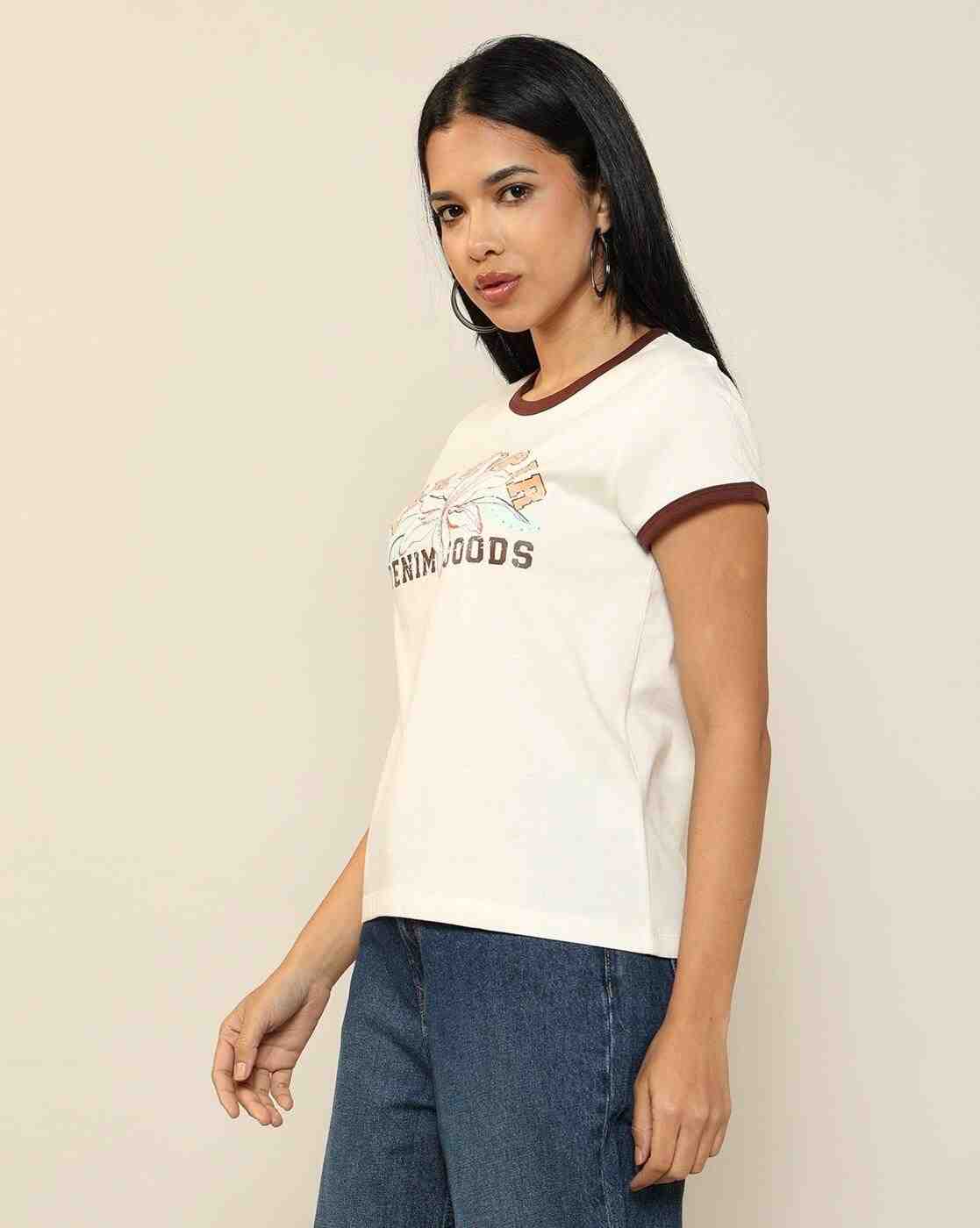 Lee Cooper | Women Graphic Print Regular Fit Round-Neck T-Shirt|1
