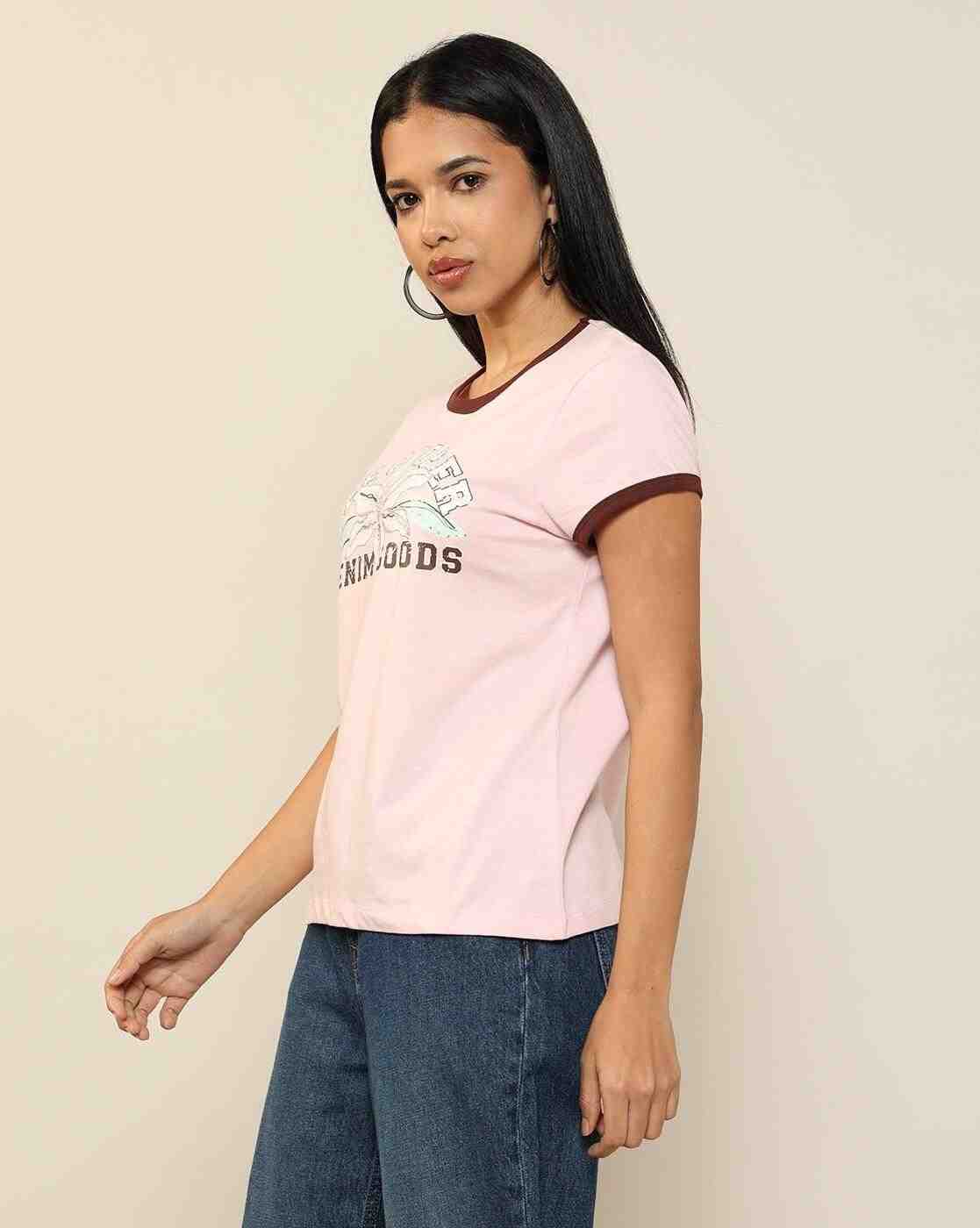 Lee Cooper | Women Graphic Print Regular Fit Round-Neck T-Shirt|1