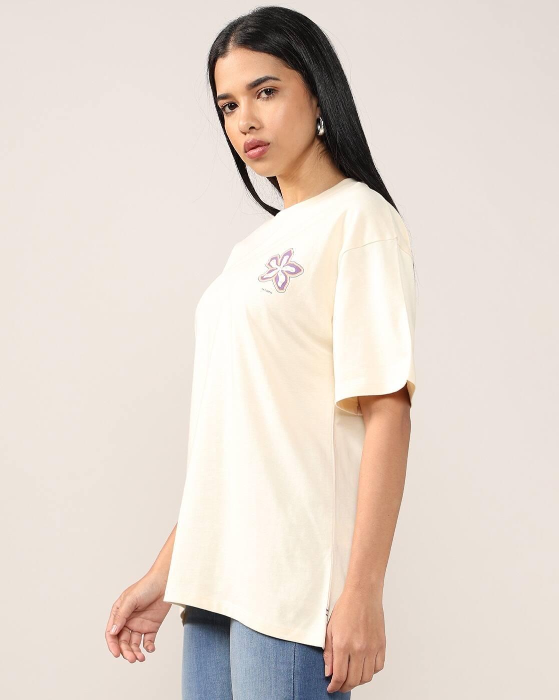 Lee Cooper | Women Regular Fit Crew-Neck T-Shirt with Floral Print|1