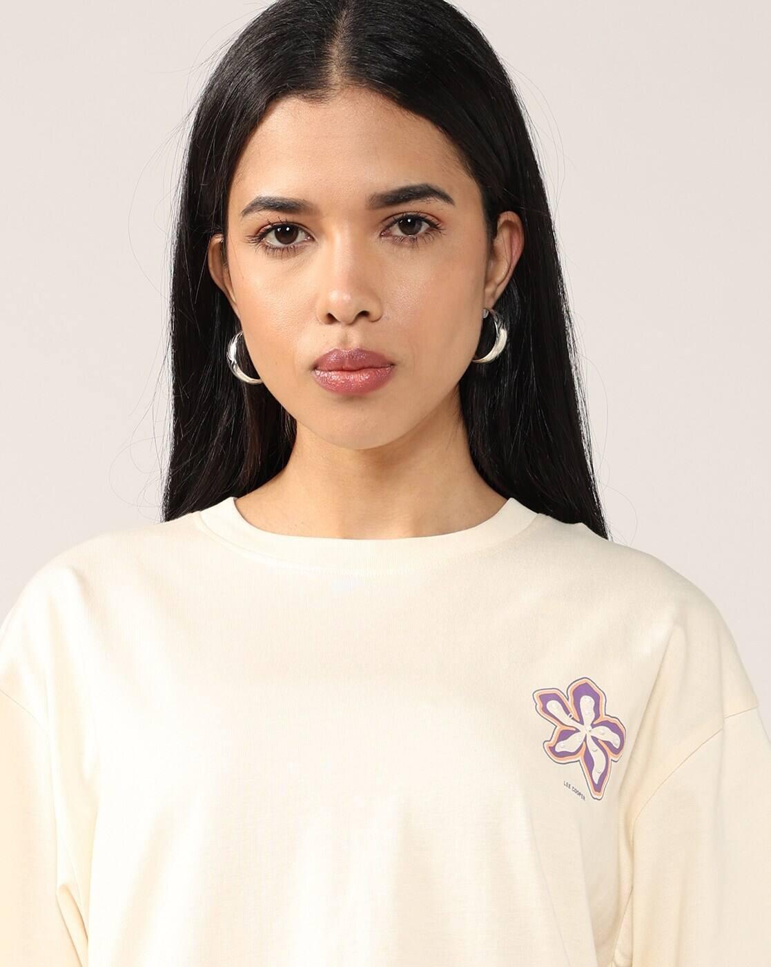 Lee Cooper | Women Regular Fit Crew-Neck T-Shirt with Floral Print|4