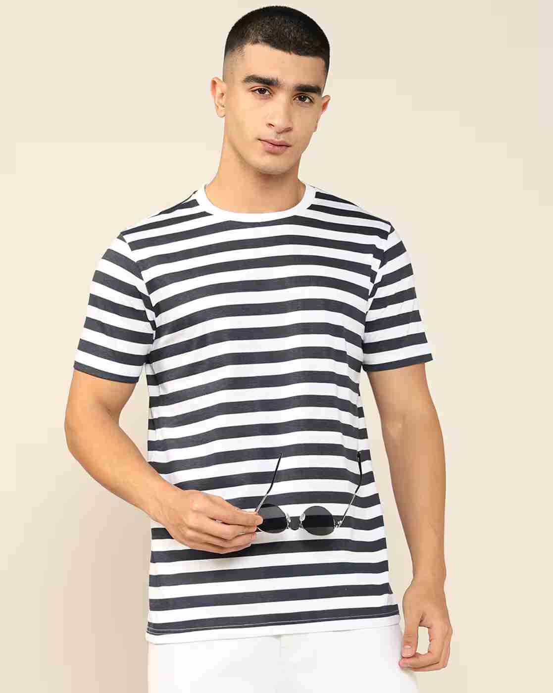 Lee Cooper | Men Horizontal Striped Regular Fit Crew-Neck T-Shirt|0