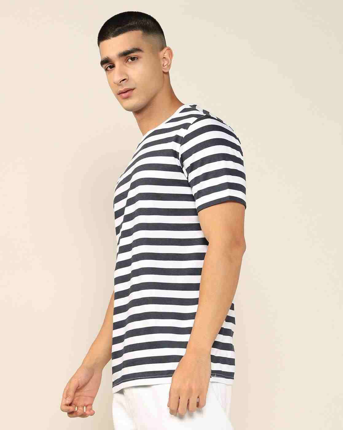 Lee Cooper | Men Horizontal Striped Regular Fit Crew-Neck T-Shirt|1
