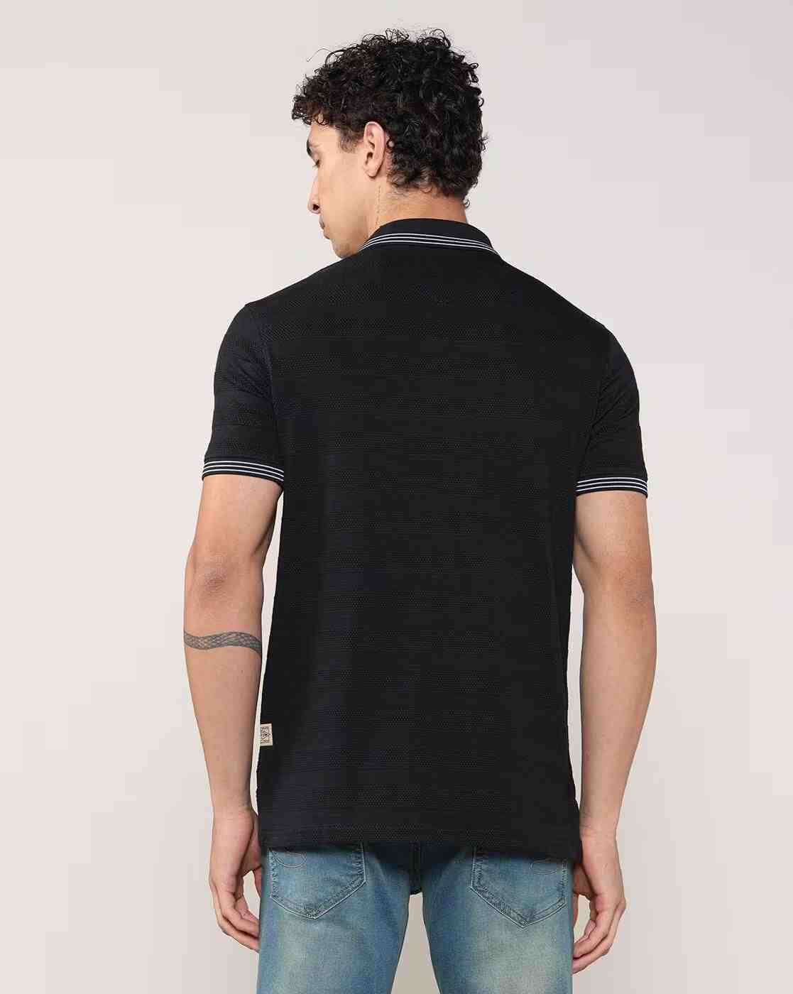 Lee Cooper | Men Regular Fit Polo T-Shirt with Contrast Taping|2