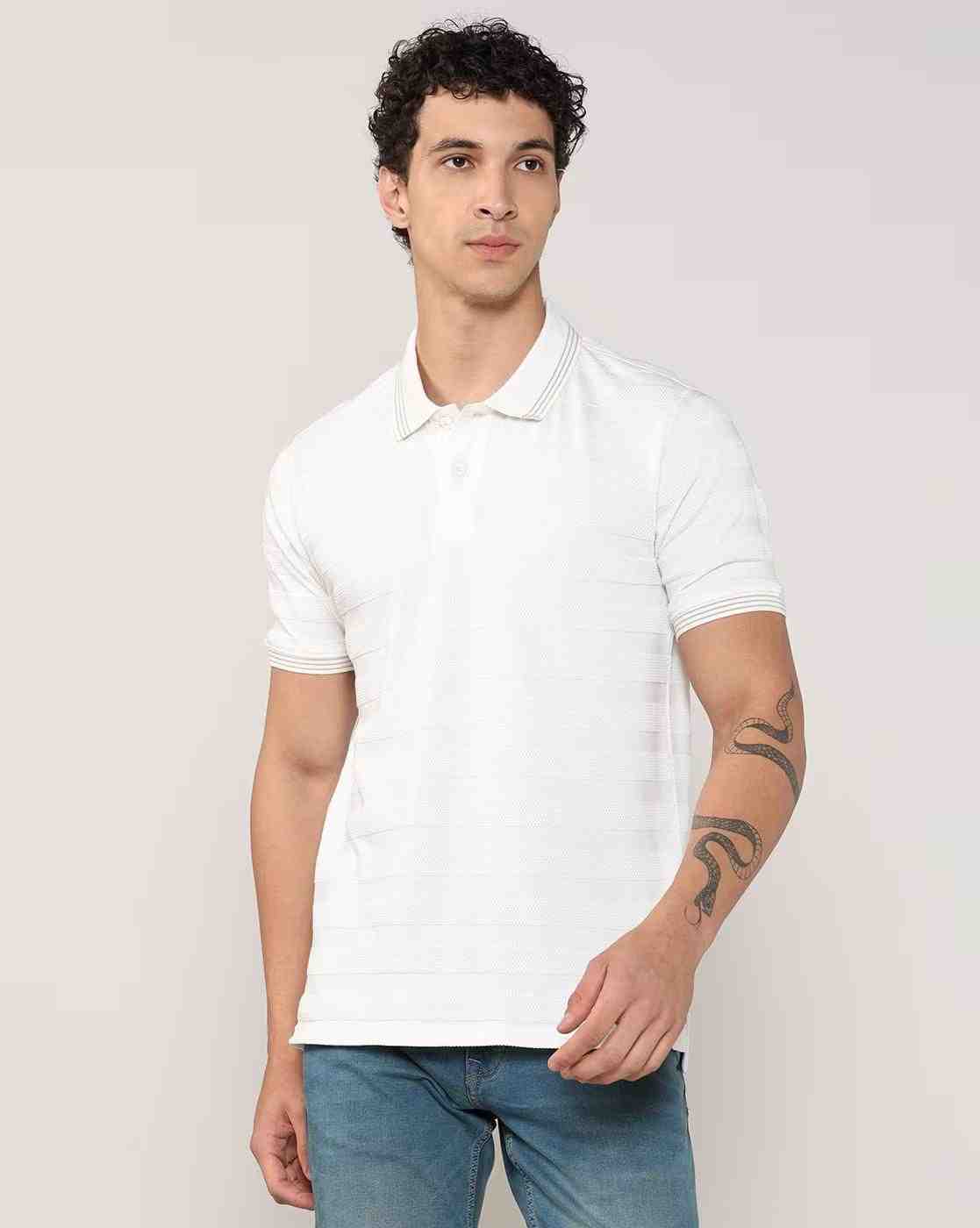 Lee Cooper | Men Regular Fit Polo T-Shirt with Contrast Taping|5