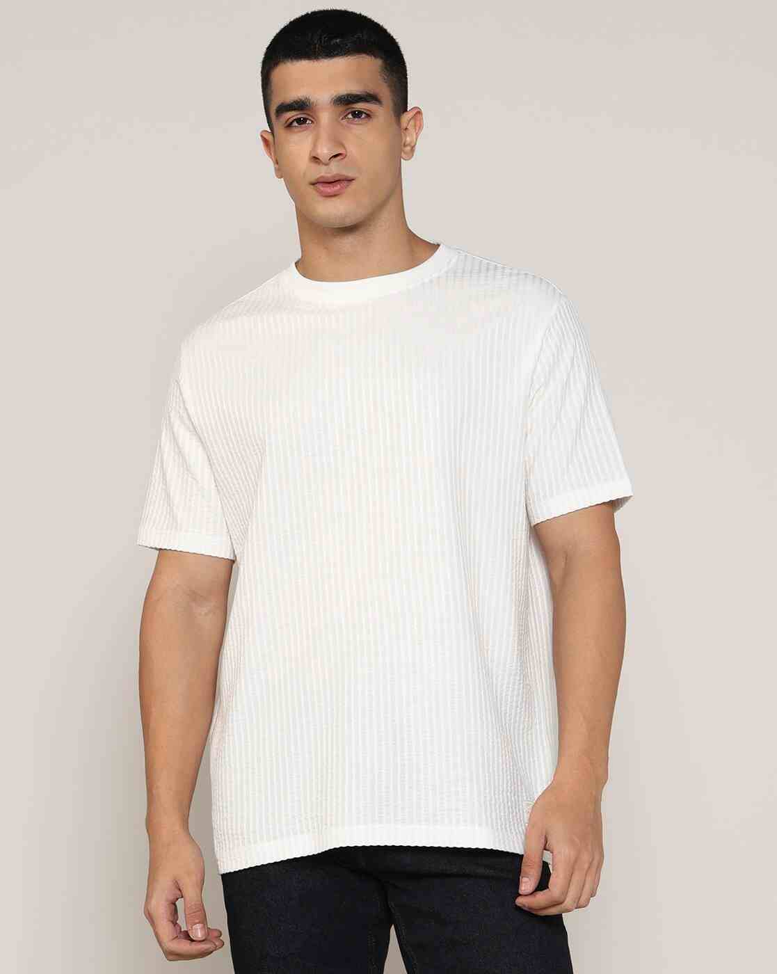 Lee Cooper | Men Ribbed Regular Fit Crew-Neck T-Shirt|3