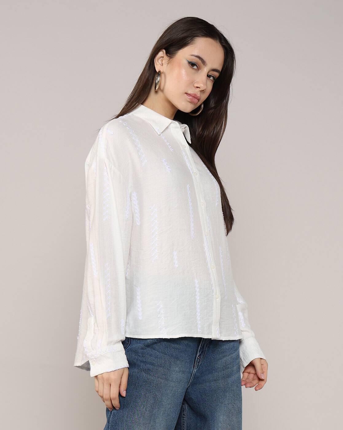 Lee Cooper | Women All-Over Embroidered Regular Fit Shirt|1