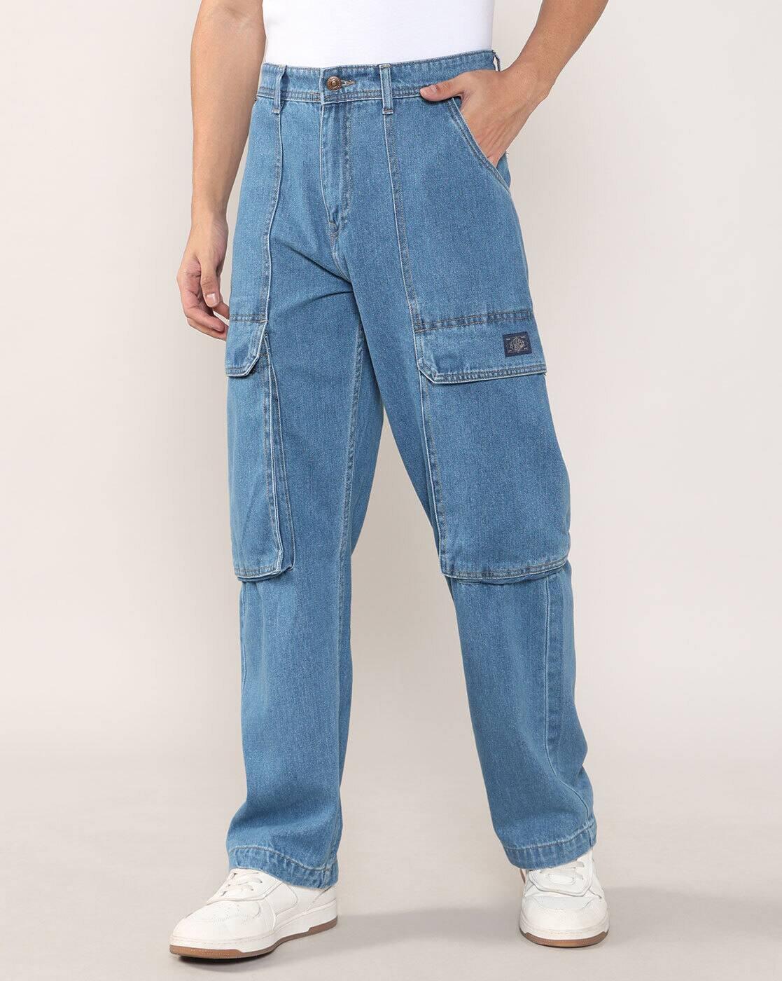 Lee Cooper | Men Lightly Washed Loose Fit Cargo Jeans|3