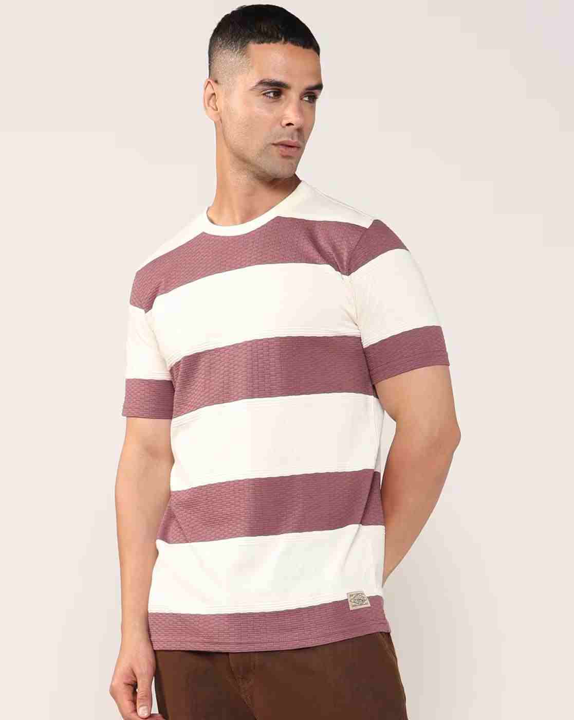Lee Cooper | Men Striped Regular Fit Crew-Neck T-Shirt|0