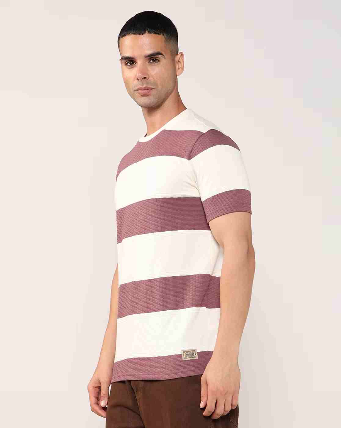 Lee Cooper | Men Striped Regular Fit Crew-Neck T-Shirt|1
