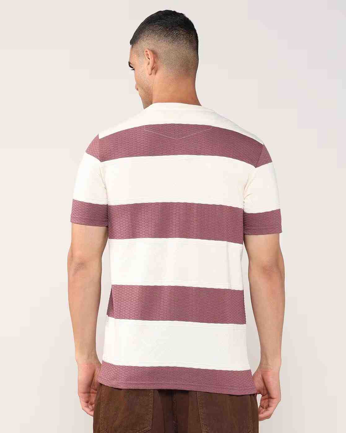 Lee Cooper | Men Striped Regular Fit Crew-Neck T-Shirt|2