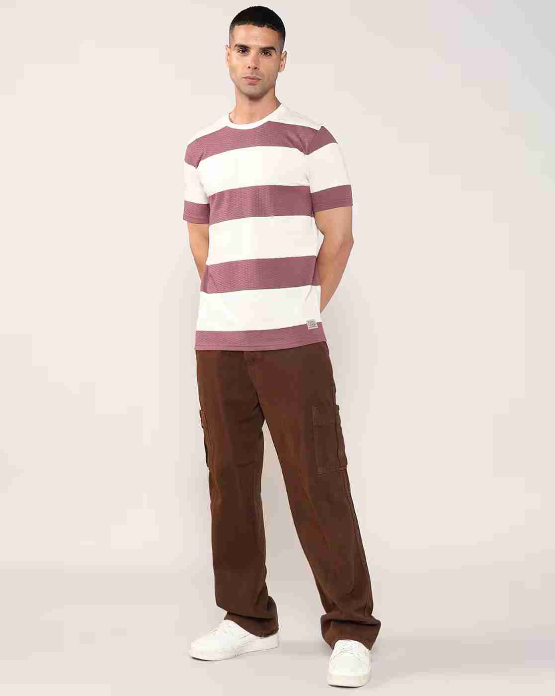 Lee Cooper | Men Striped Regular Fit Crew-Neck T-Shirt|3