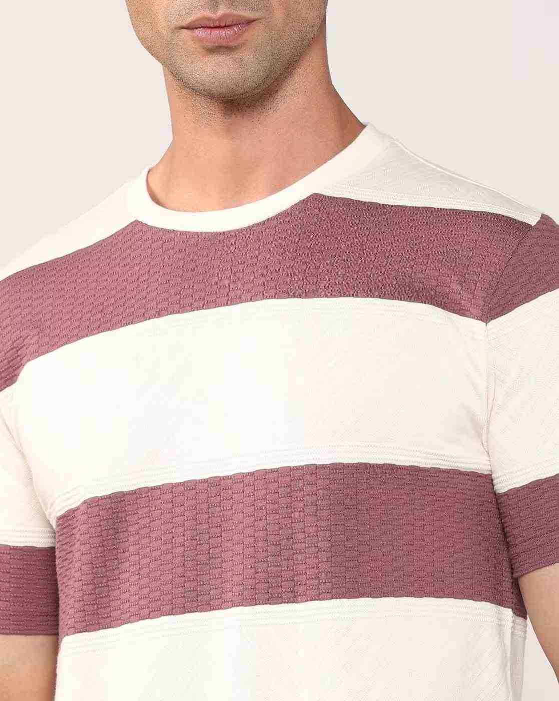 Lee Cooper | Men Striped Regular Fit Crew-Neck T-Shirt|4