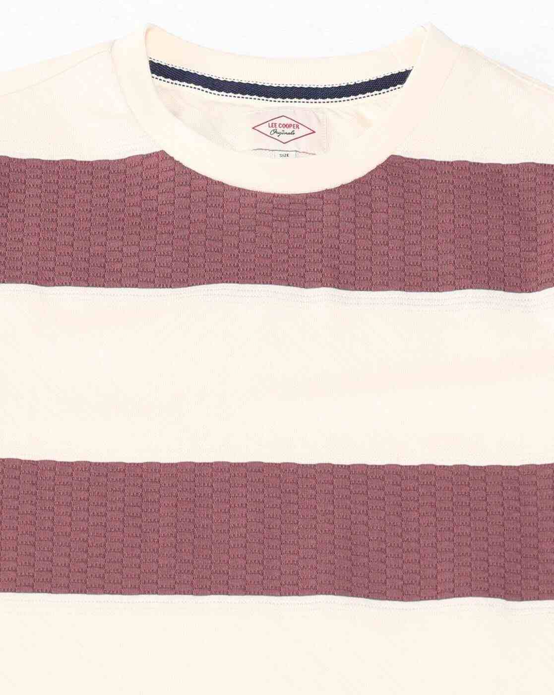 Lee Cooper | Men Striped Regular Fit Crew-Neck T-Shirt|5