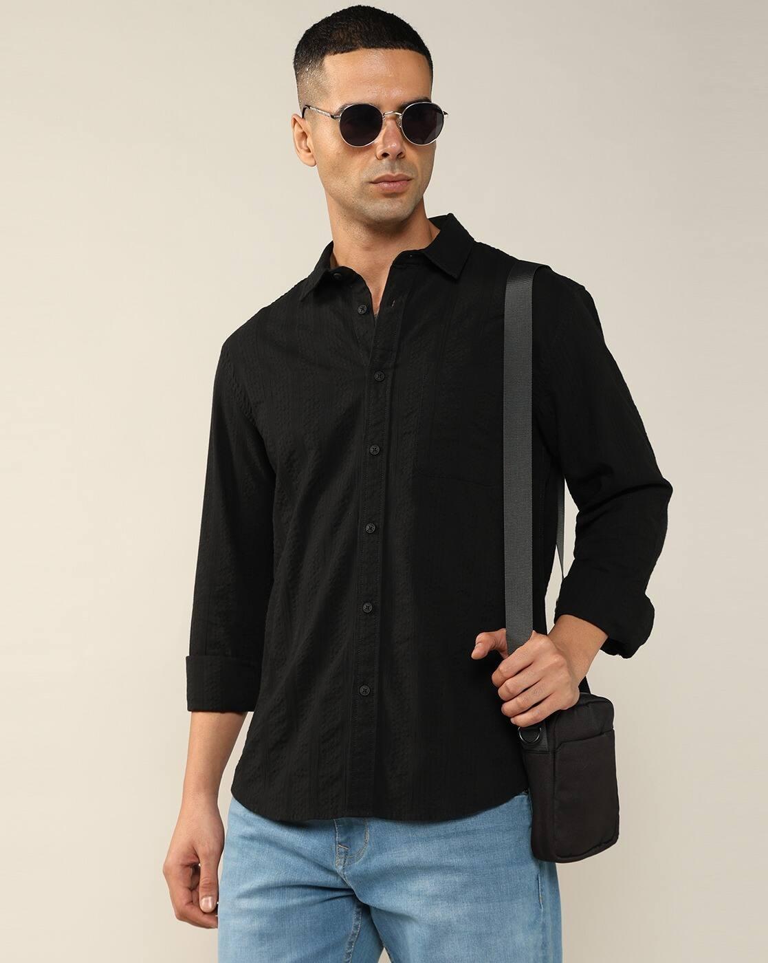 Lee Cooper | Men Regular Fit Cotton Shirt with Patch Pocket|0