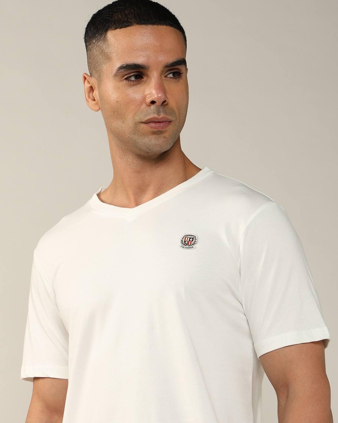 Lee Cooper | Men Regular Fit V-Neck T-Shirt with Logo Embroidery|5