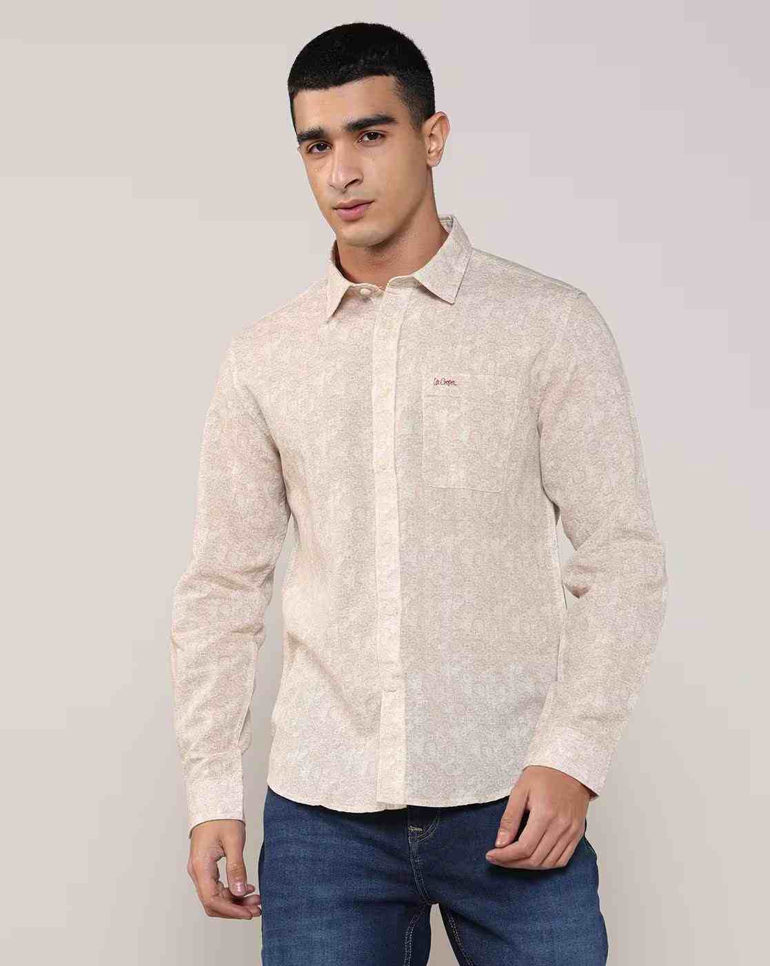 Lee Cooper | Men Floral Print Resort Fit Shirt with Patch Pocket|4