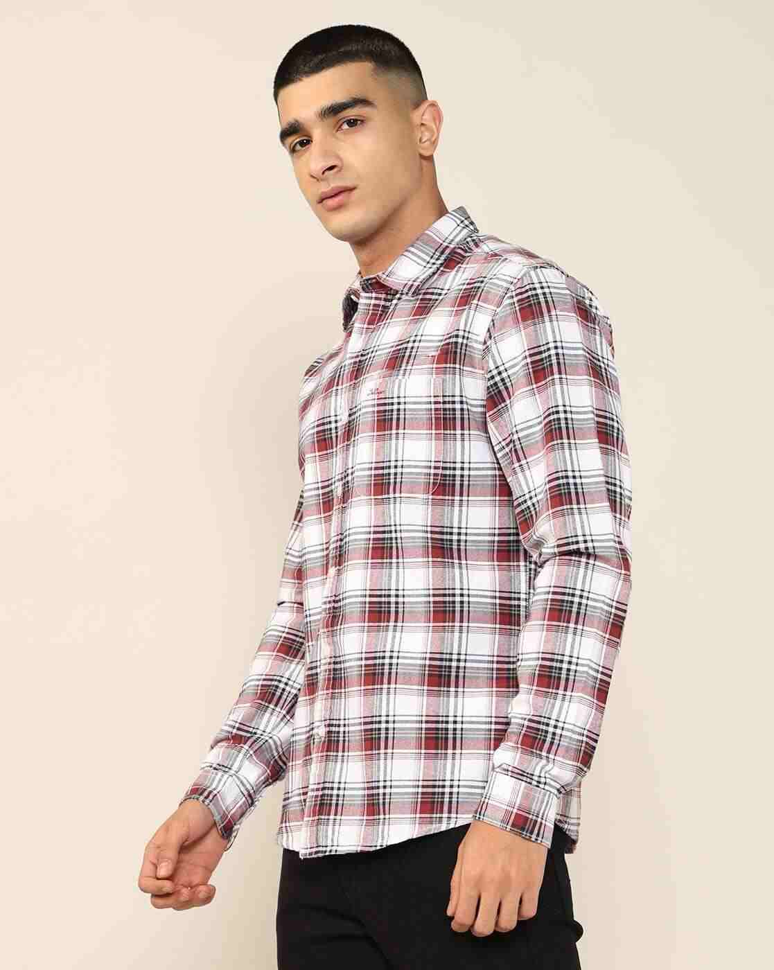 Lee Cooper | Men Checked Regular Fit Shirt with Patch Pocket|1