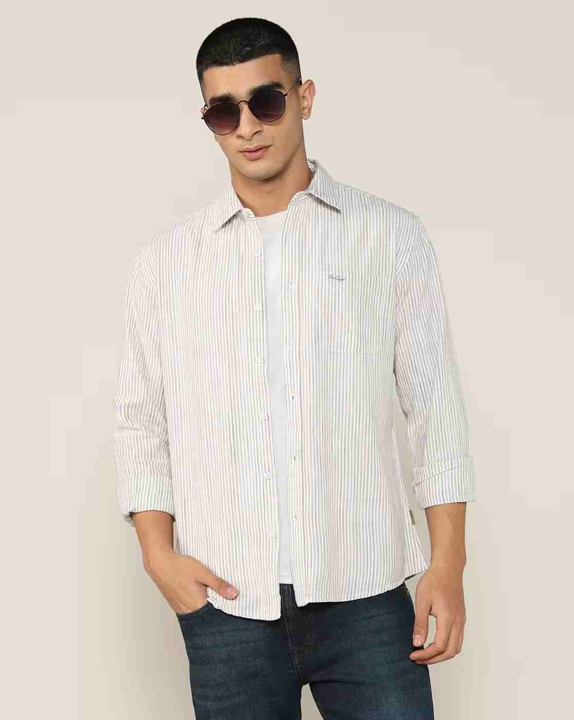 Lee Cooper | Men Striped Regular Fit Shirt with Patch Pocket|0