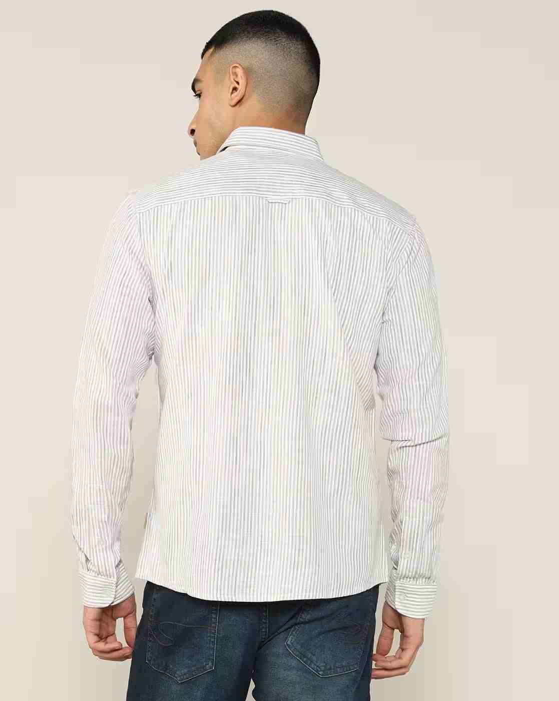 Lee Cooper | Men Striped Regular Fit Shirt with Patch Pocket|2