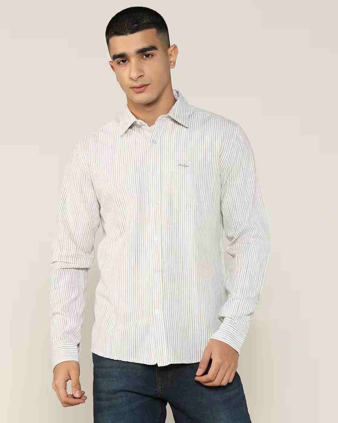 Lee Cooper | Men Striped Regular Fit Shirt with Patch Pocket|3