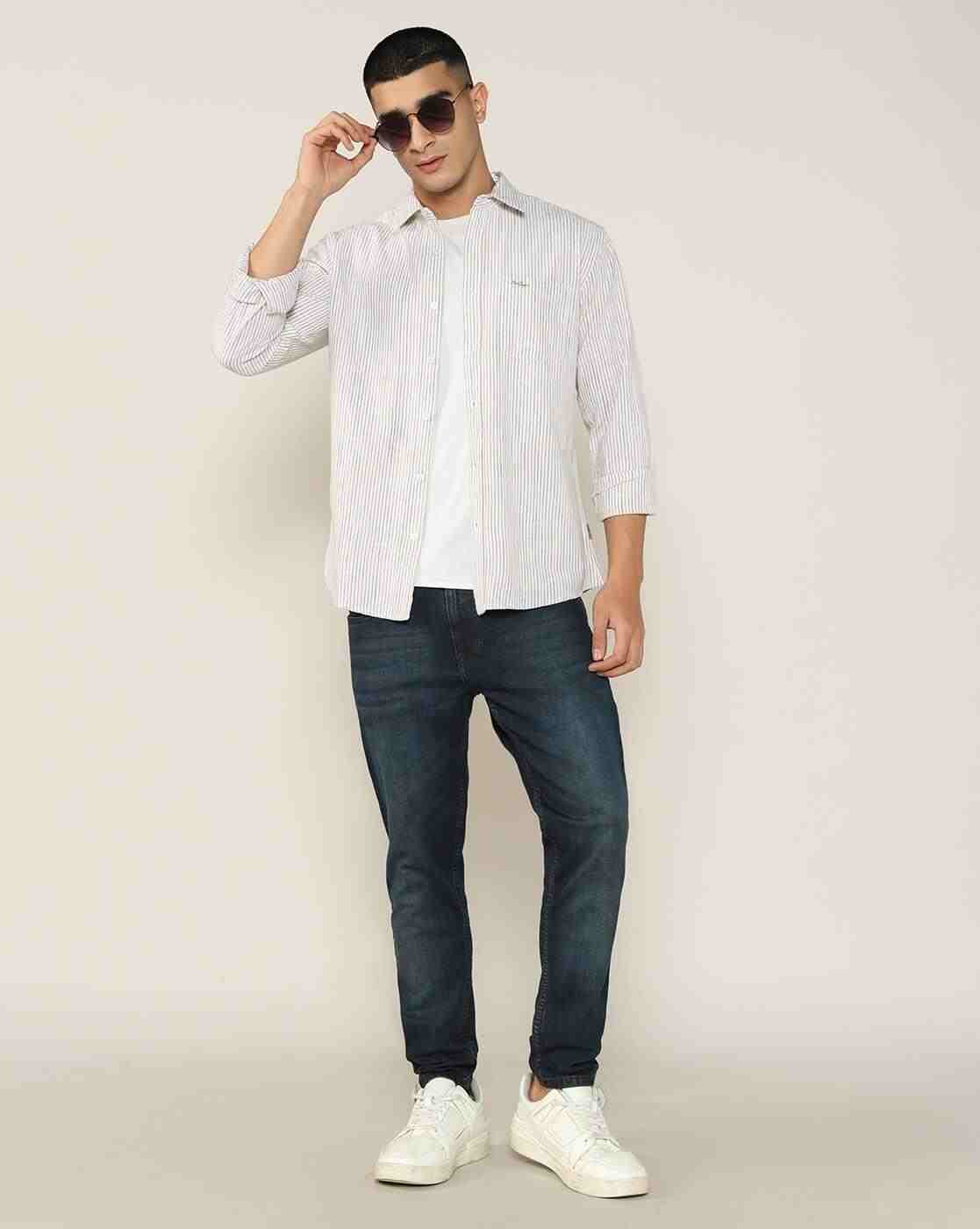 Lee Cooper | Men Striped Regular Fit Shirt with Patch Pocket|4