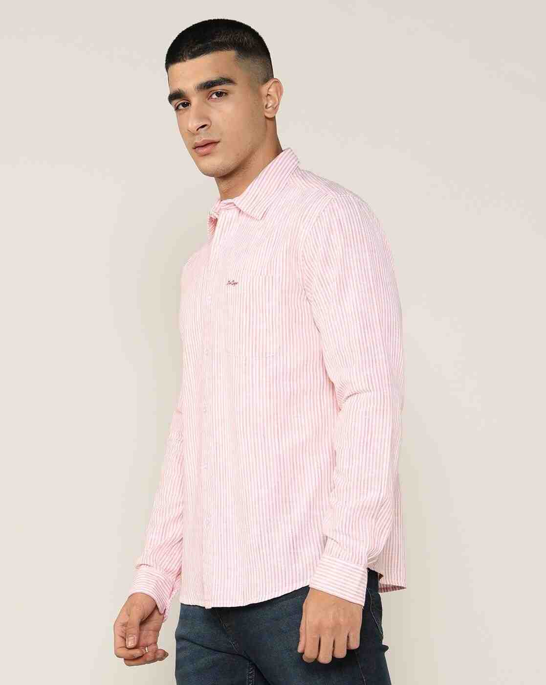 Lee Cooper | Men Striped Regular Fit Shirt with Patch Pocket|1