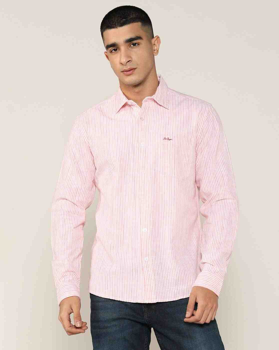 Lee Cooper | Men Striped Regular Fit Shirt with Patch Pocket|3