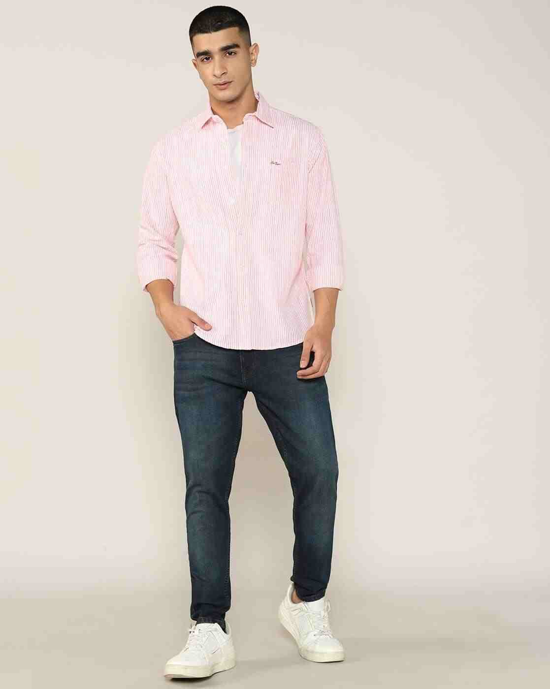 Lee Cooper | Men Striped Regular Fit Shirt with Patch Pocket|4